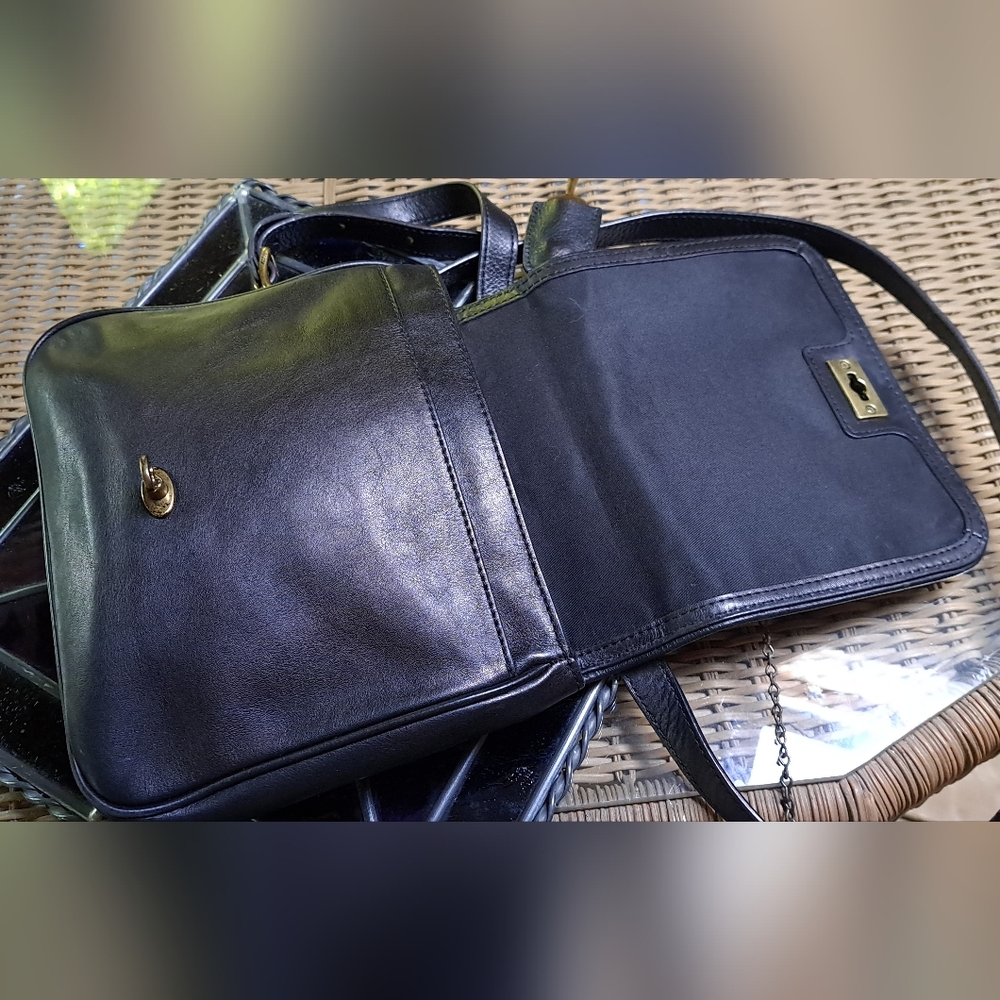 Fossil Vintage Black Leather with Cow Hair Flap Messenger Bag. CLOSET SALE. - Picture 8 of 12